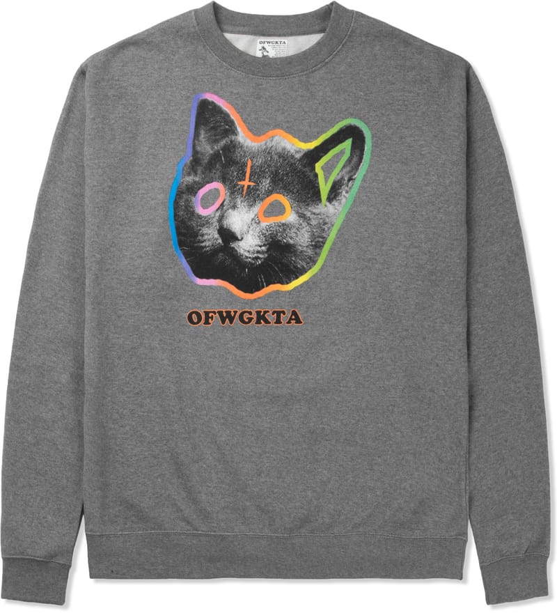 Odd Future - Gunmetal Grey OFWGKTA Tron Cat Crewneck Sweater