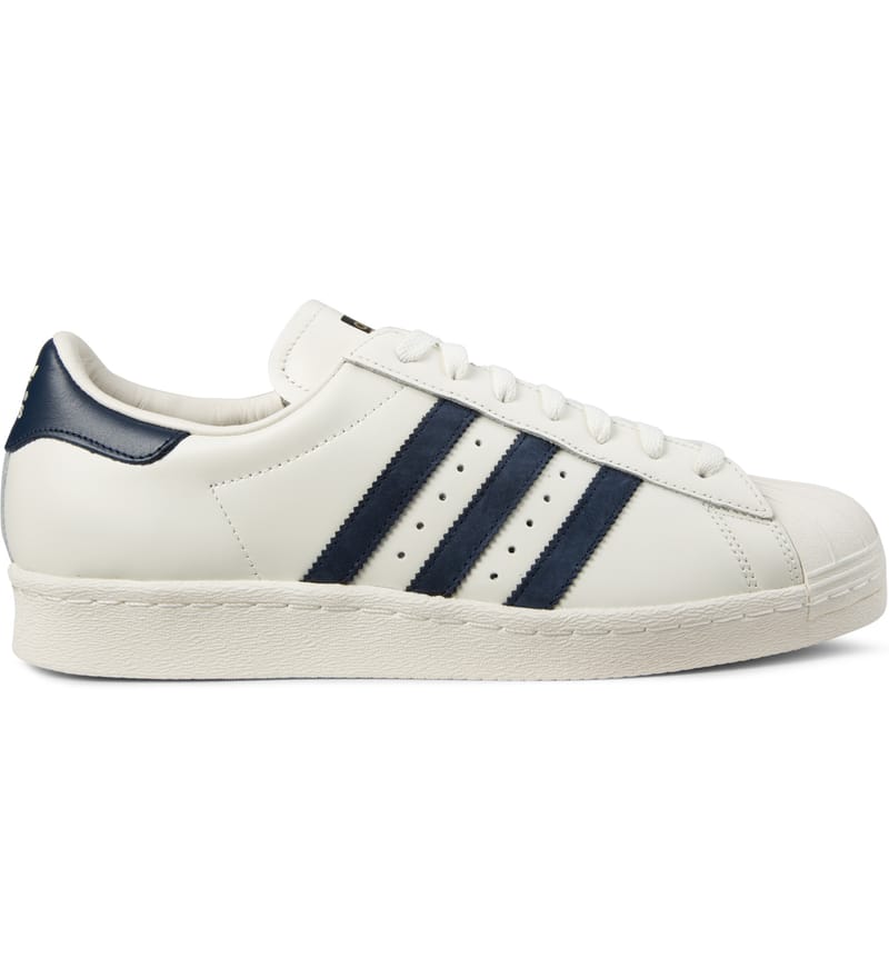 Adidas Originals White Navy Superstar 80s Vintage Deluxe Shoes