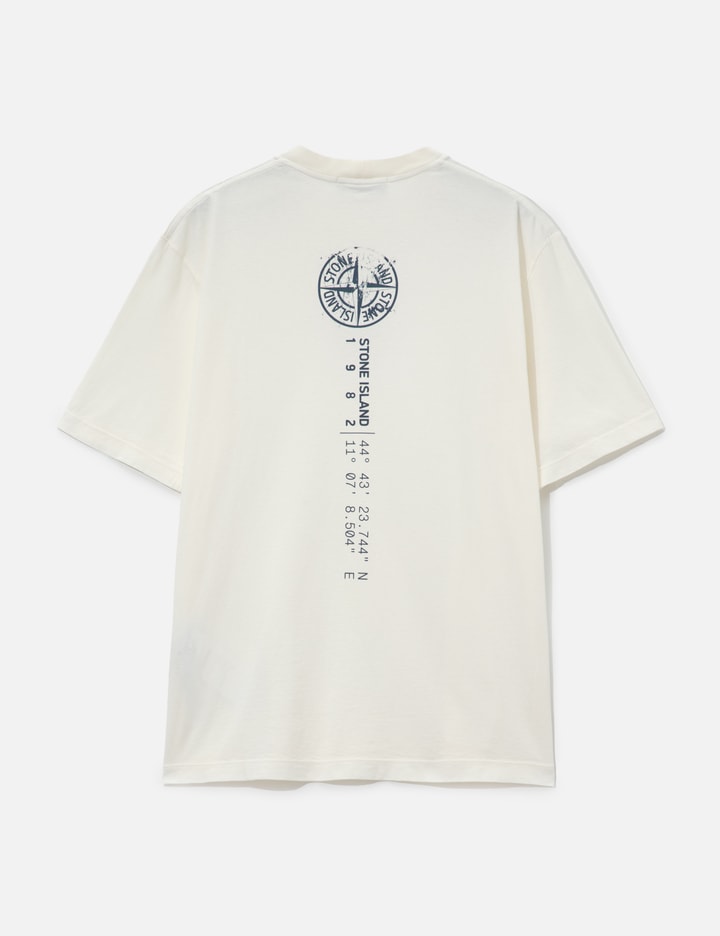 Stone Island 有机棉平纹针织印花T恤 - 成衣染色设计,胸背植绒罗盘印花彰显街头质感 | HBX