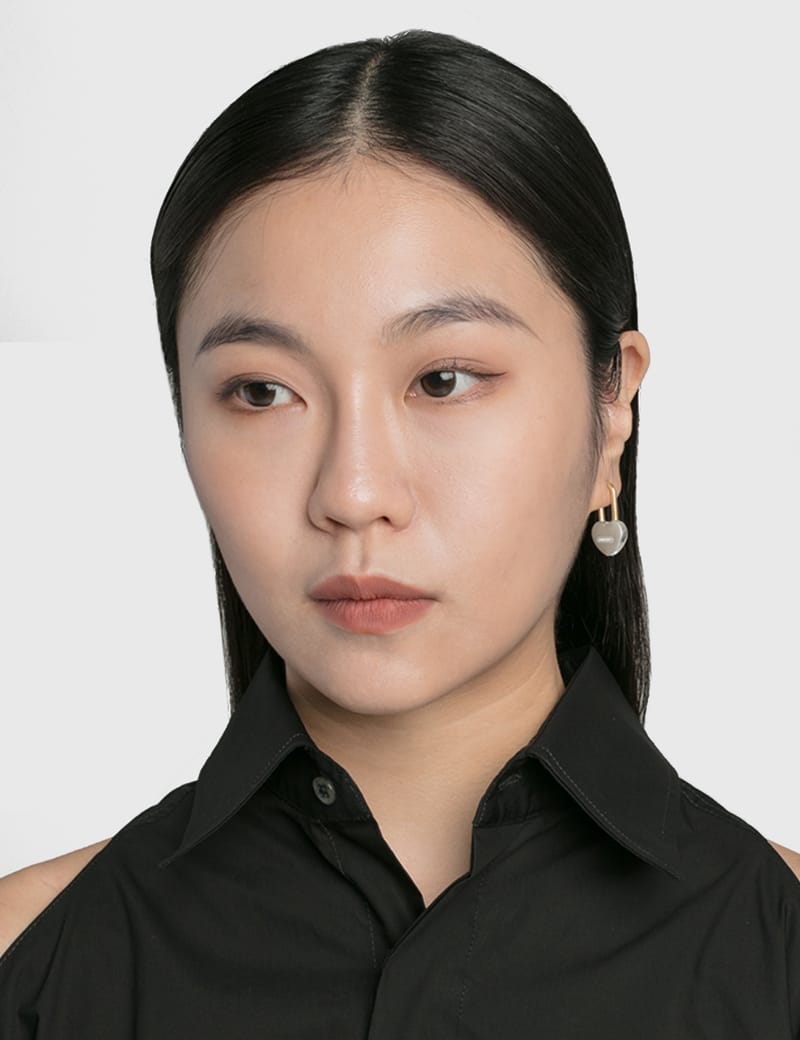 AMBUSH® - SMALL HEART PADLOCK EARRING | HBX - Globally