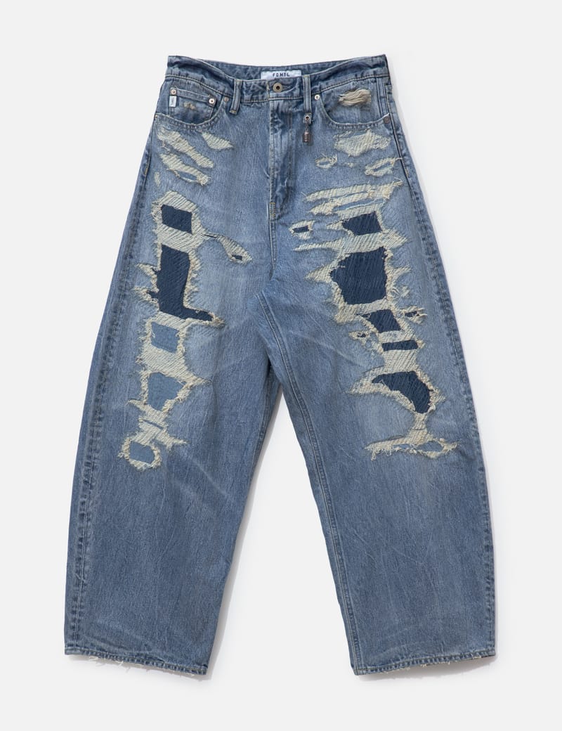 FDMTL Classic Fit Denim CS127 - Japanese indigo patchwork jeans | HBX