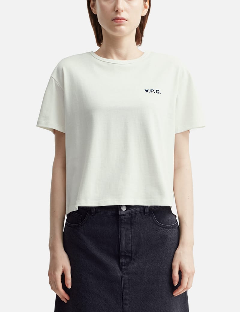 ★A.P.C.★ Petite VPC Boxy Fit Short Sleeve T-Shirt Dark Nav Apc A.p.c. Boxy Petite Vpc T-shirt In Dark Navy/ecru | ModeSens