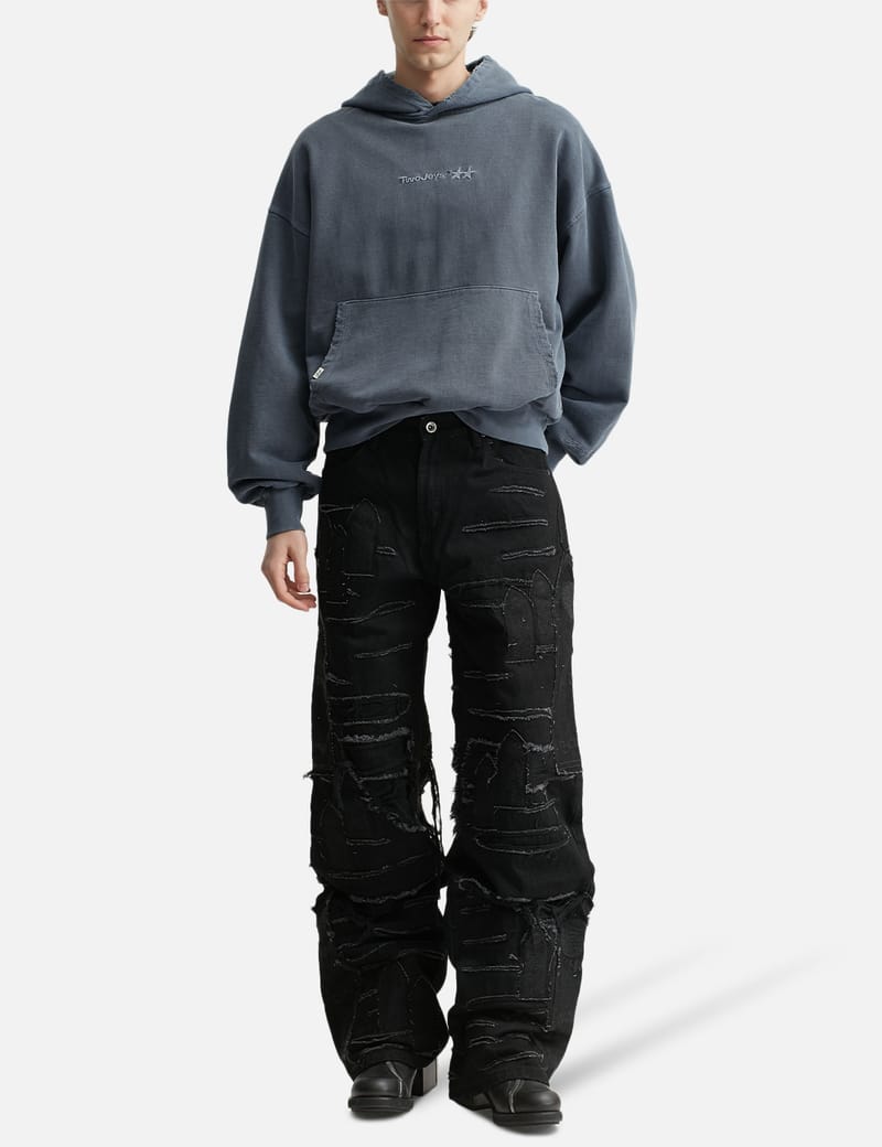 TwoJeys Pigment Dyed Blue Icon Hoodie - Heavyweight vintage-wash