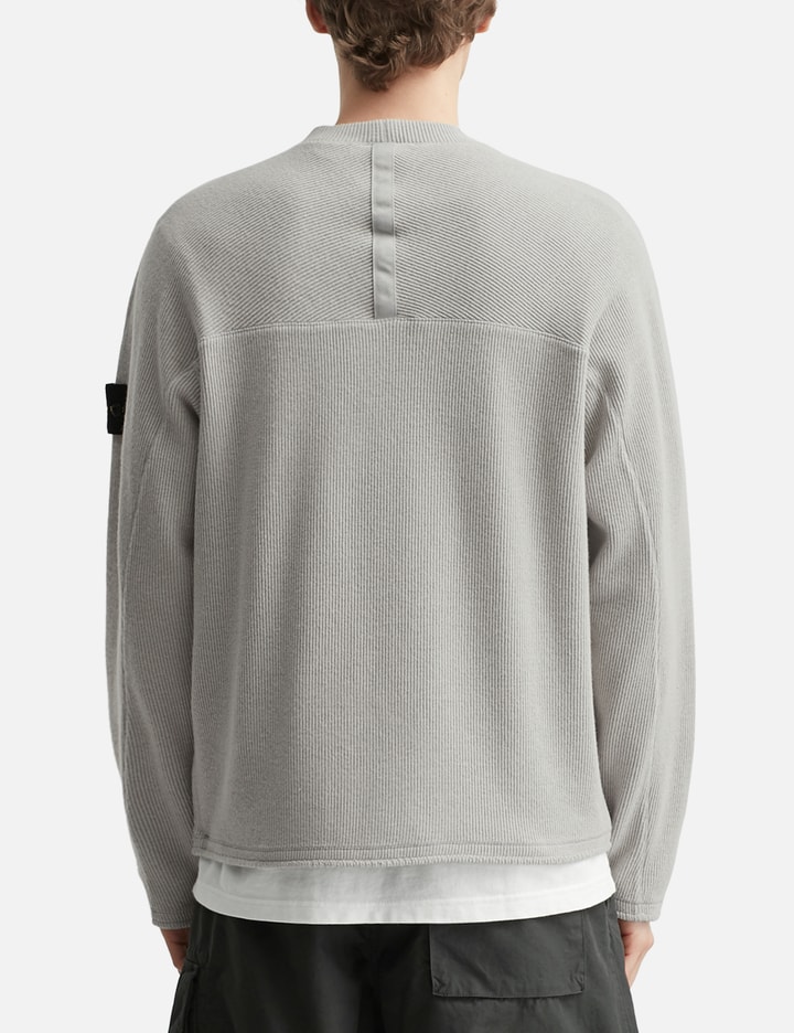 Stone Island Ribbed Wool Nylon - Pearl Grey ribbed crewneck, garment ...