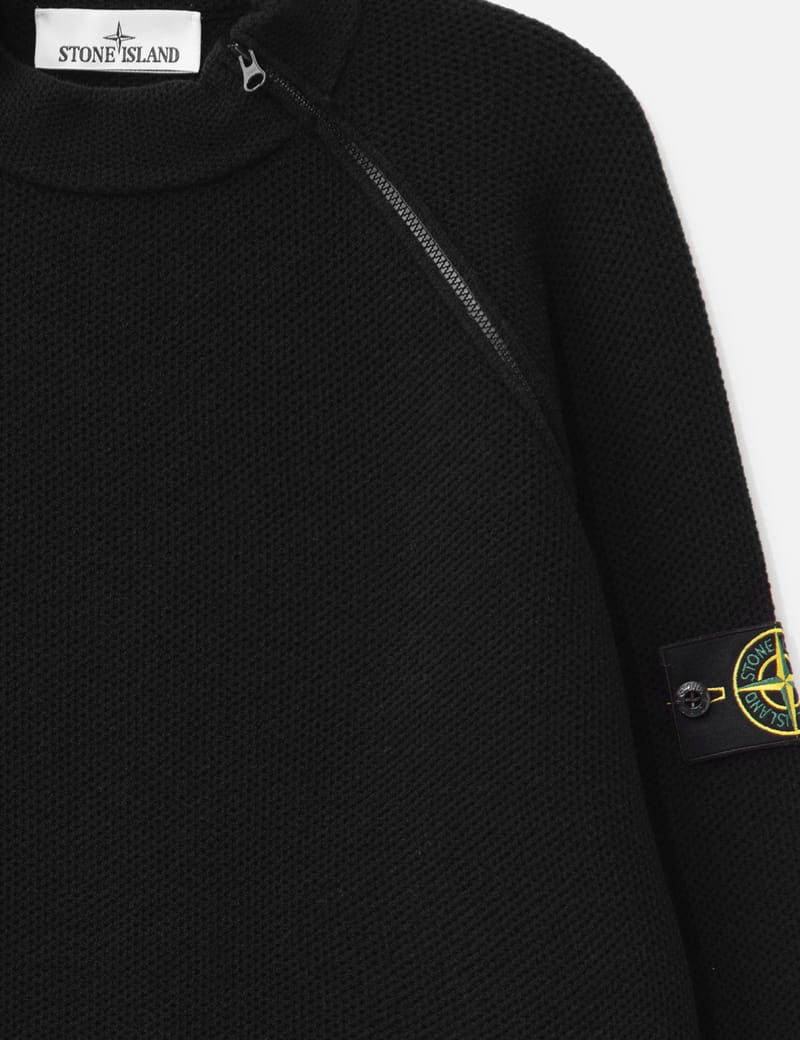 Stone Island - Stretch RWSA Wool Mock Neck Jumper With Diagonal
