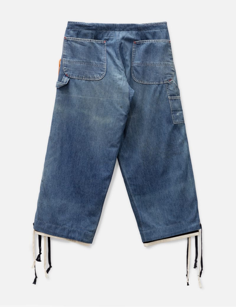 GREG LAUREN - Denim Stripe Wide Leg Zip Jeans | HBX - Globally