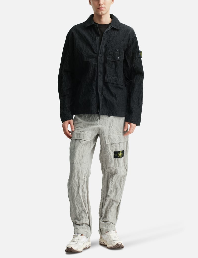 Stone Island Wrinkled Corduroy 500-TC Cargo Trousers - Garment