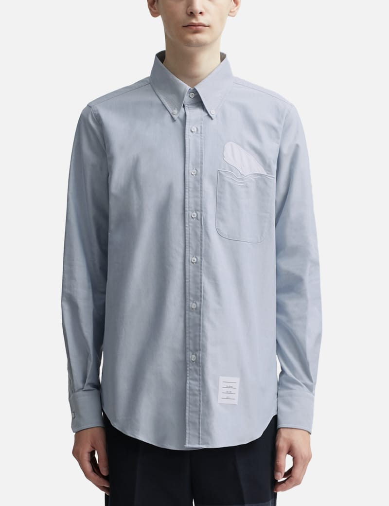 Thom Browne - Solid Oxford Embroidered Whale Shirt | HBX
