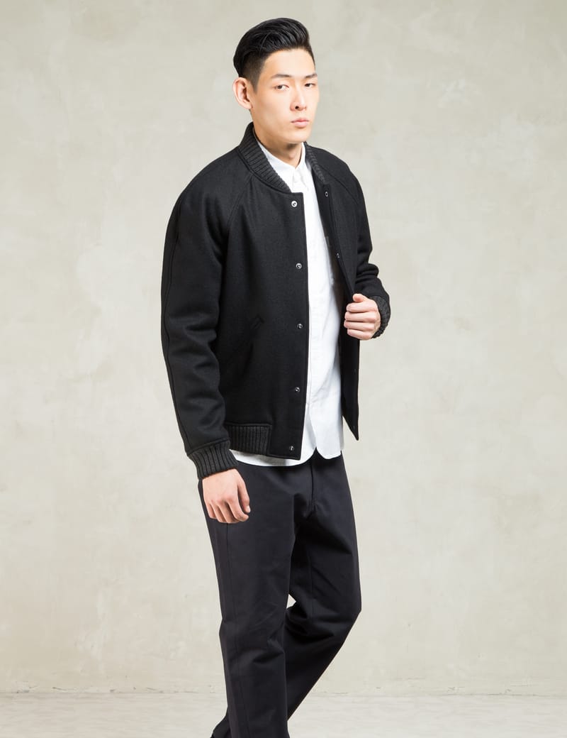 アーペーセー - Black Teddy Seven Wool Varsity Jacket | HBX