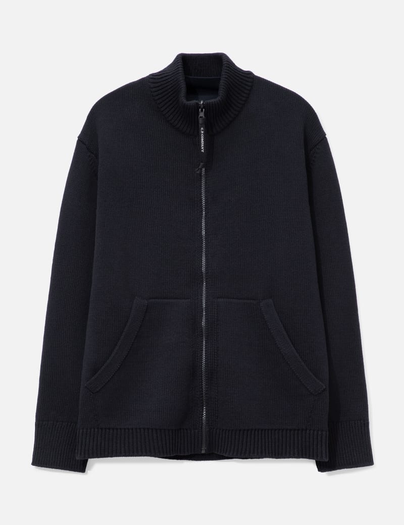 C.P. Company ブラックニット C.P. Company Cotton Mixed Zipped Cardigan - Cotton knit with a