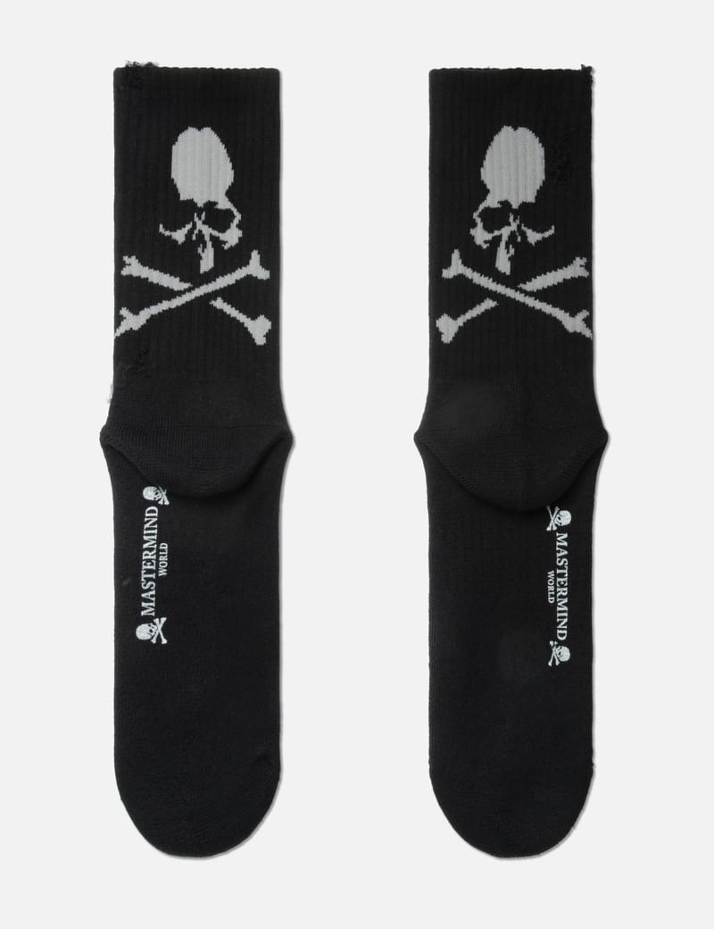 MASTERMIND JAPAN スカルクッション ブラック Mastermind World Black Skull Socks for Men | UJNG