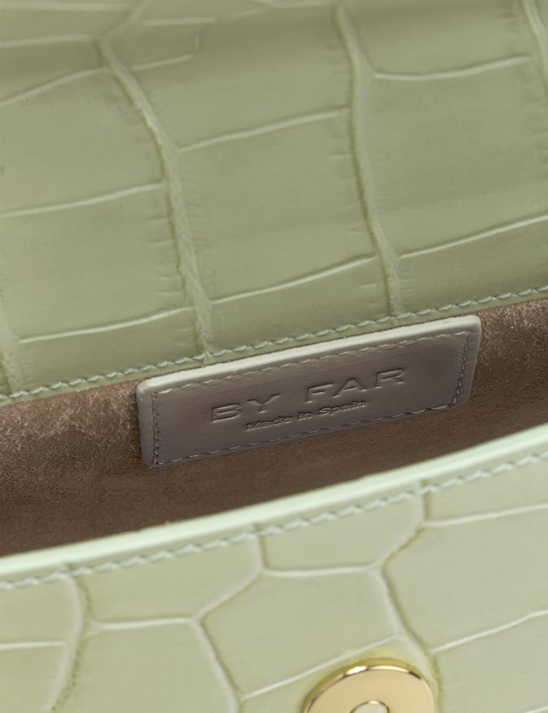 BY FAR - Mini Sage Green Croco Embossed Leather Bag | HBX