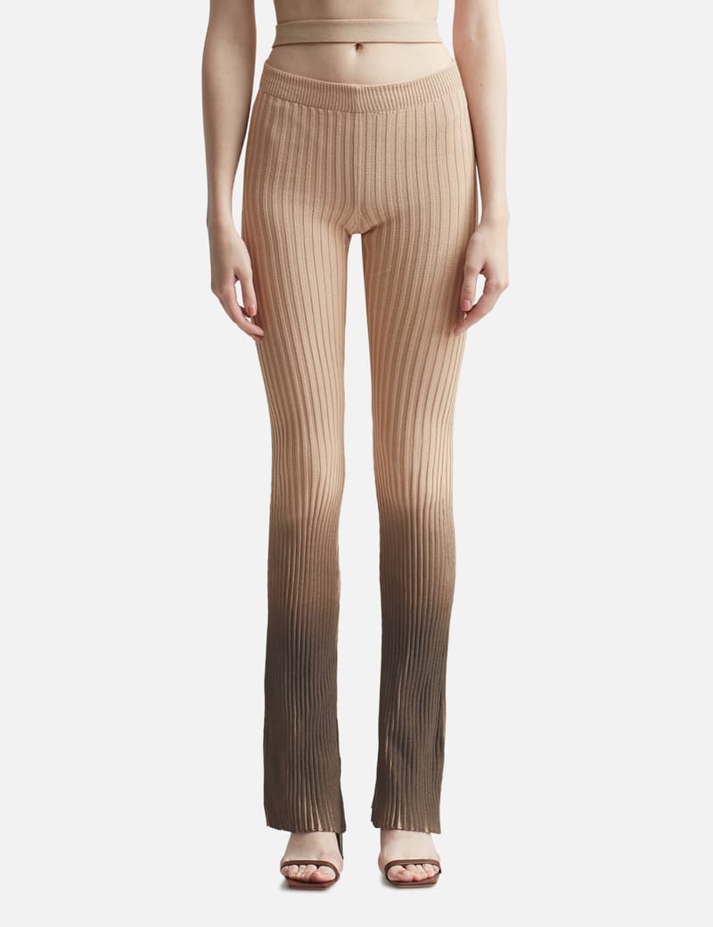 ANDREĀDAMO - Printed Ribbed Knit Flare Pants | HBX
