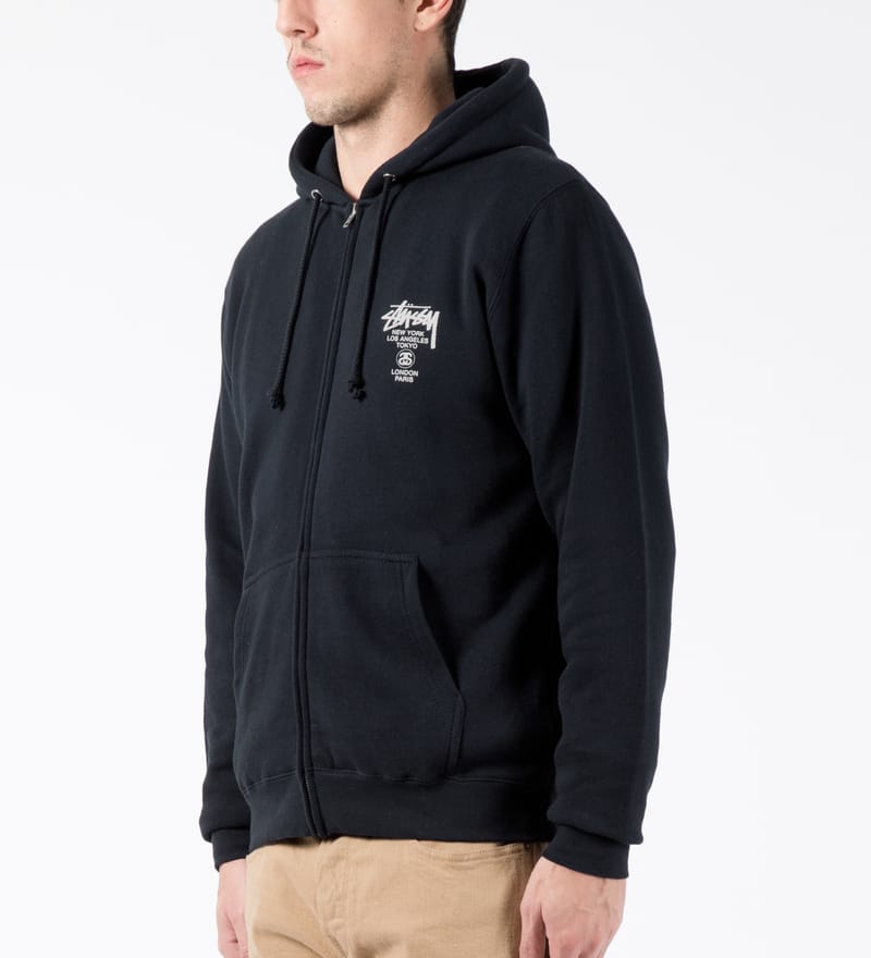 Stüssy - Navy World Tour Zip Hoodie | HBX