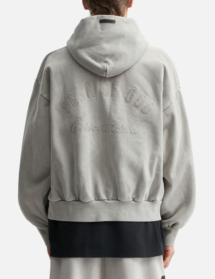 Fear of God Essentials Embroidered Classic Full Zip Hoodie - Smoke Gray ...
