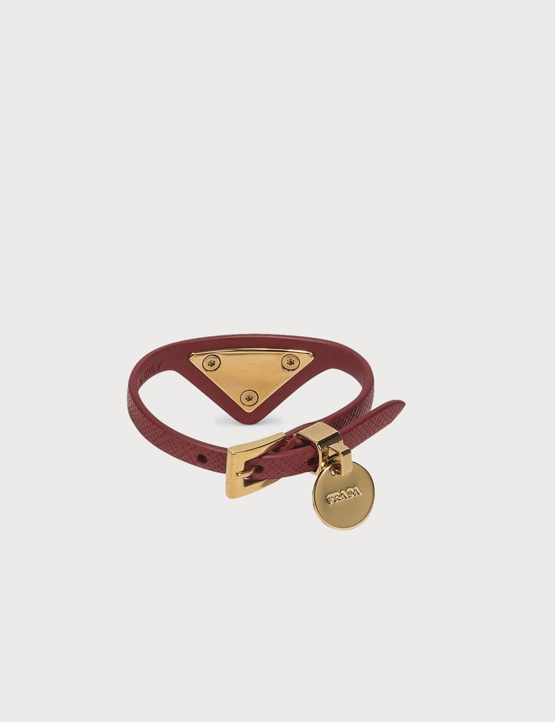 Prada - Triangle Logo Leather Bracelet | HBX