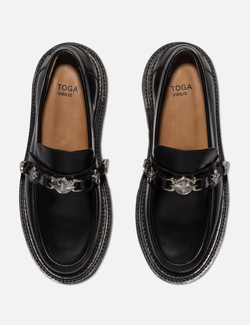Toga Virilis CLASSIC BUMPER LOAFERS - Black polished leather slip