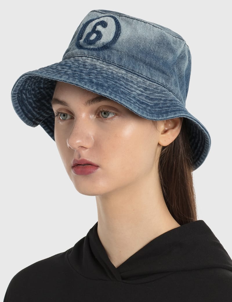 MM6 Maison Margiela - 6 Logo Denim Bucket Hat | HBX - Globally