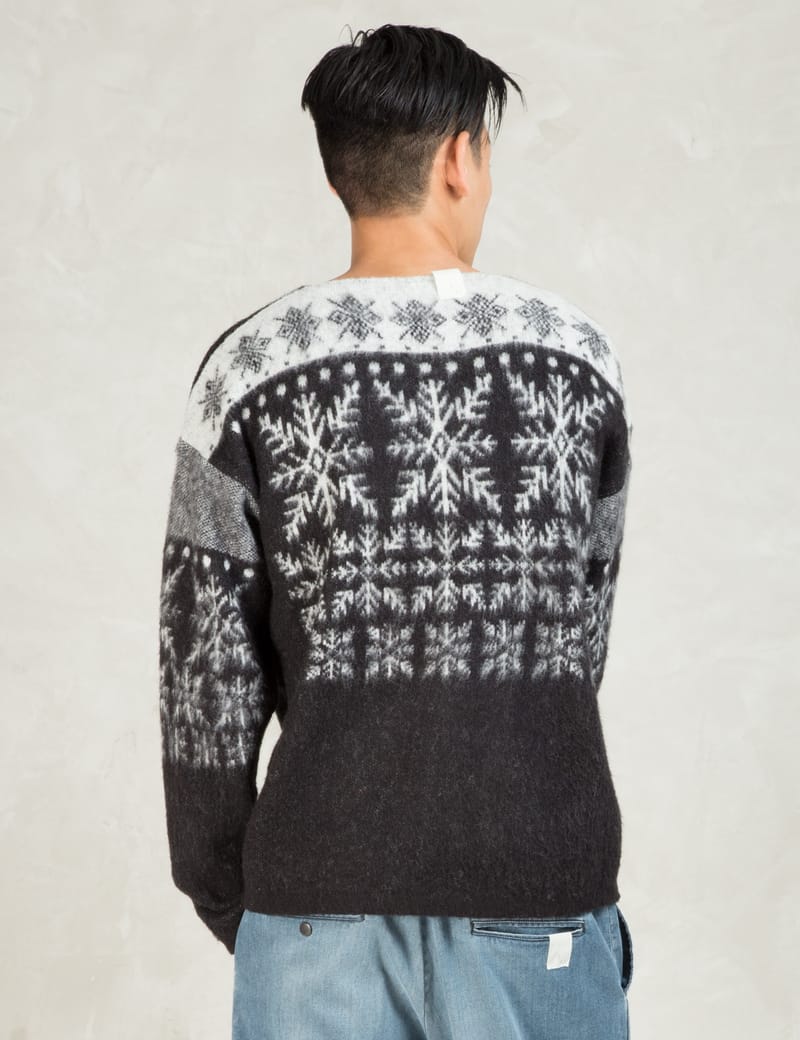 N.Hoolywood - Black L/S Snow Jacquard Sweater | HBX