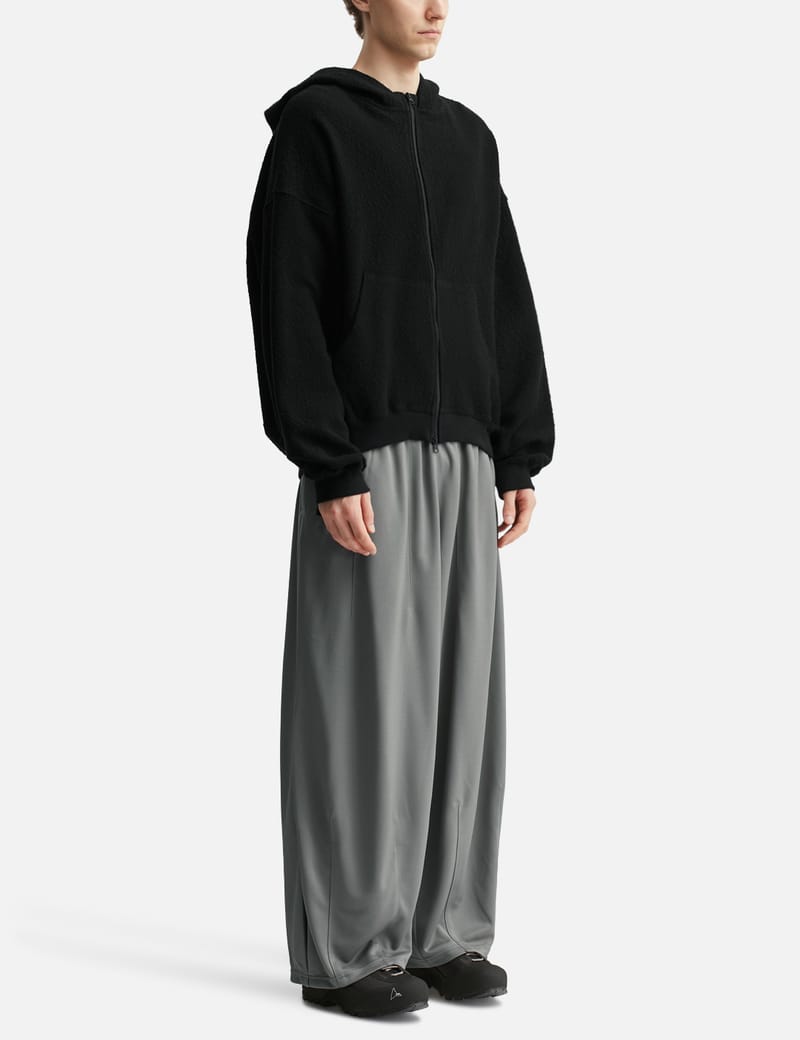 FFFPostalservice Curved Zip-Up Round Hem Hoodie - Black French
