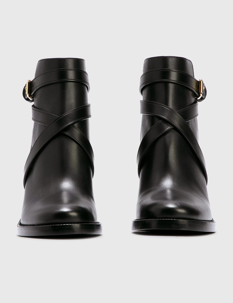 Burberry strap detail hot sale quilted leather ankle boots