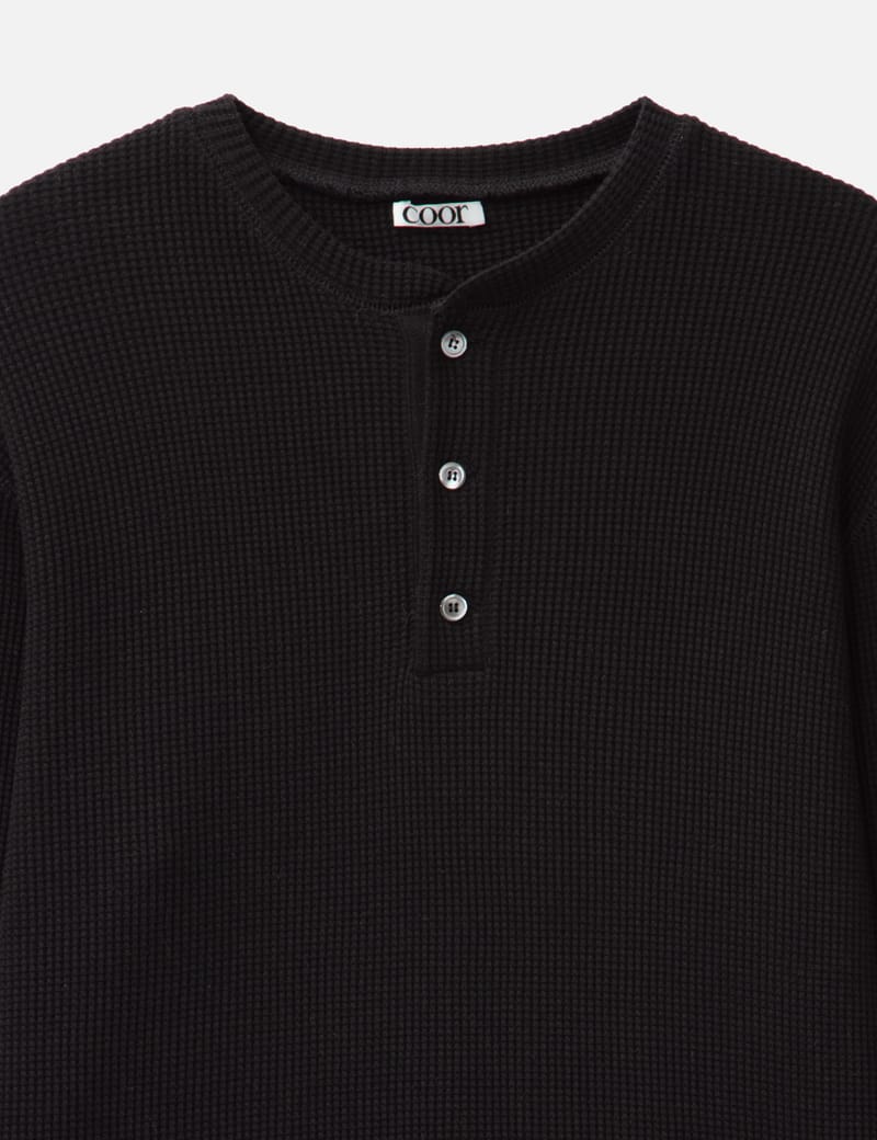 COOR - Waffle Henley Neck Long Sleeve T-shirt | HBX