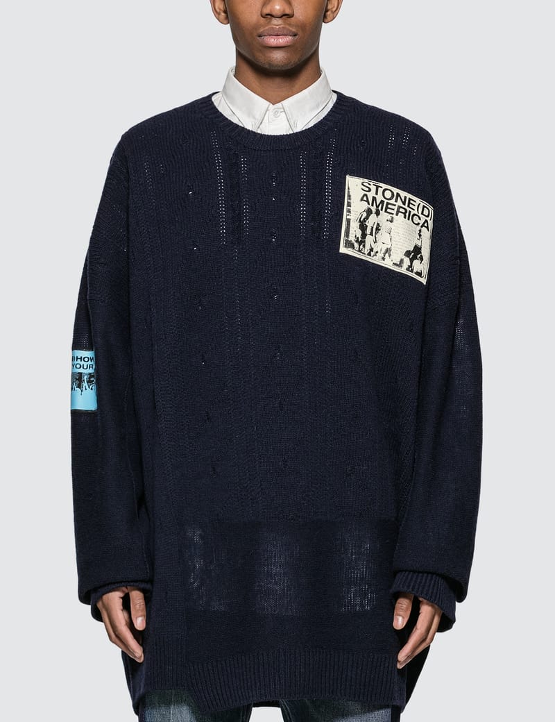 RAF SIMONS OVERSIZED KNIT WITH PATCHES | ochge.org