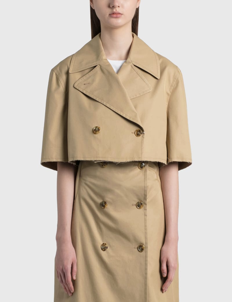 MM6 Maison Margiela - Gabardine Cotton Cropped Trench Coat | HBX