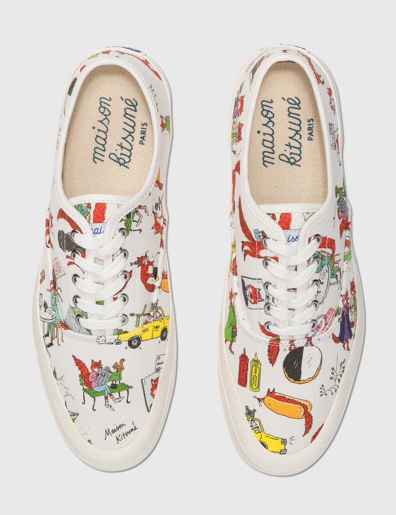 Maison Kitsuné - Oly All-Over Print Laced Sneakers | HBX