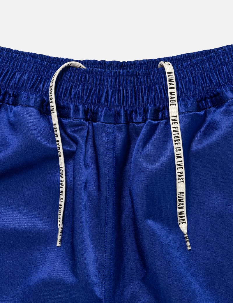 HUMAN MADE GYM SHORTS BLUE サイズL ジムパンツ Human Made Gym Shorts - Blue satin cotton-rayon gym shorts with