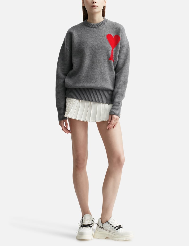 ★関税込★アミ★AMI★de Coeur Patch Sweatshirt Heather Grey Heather Ash Grey Red Ami De Coeur Sweatshirt | AMI PARIS
