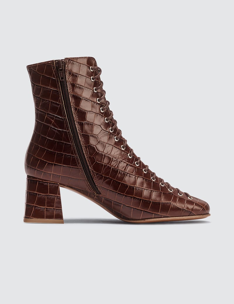 BY FAR Becca Nutella Croco Embossed Leather Boots HBX