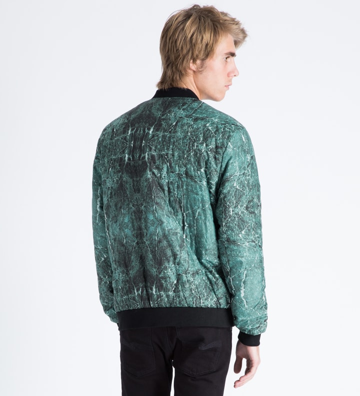 A Question Of - Green/Black Marble Reversible Marbleous Bomber Jacket | HBX