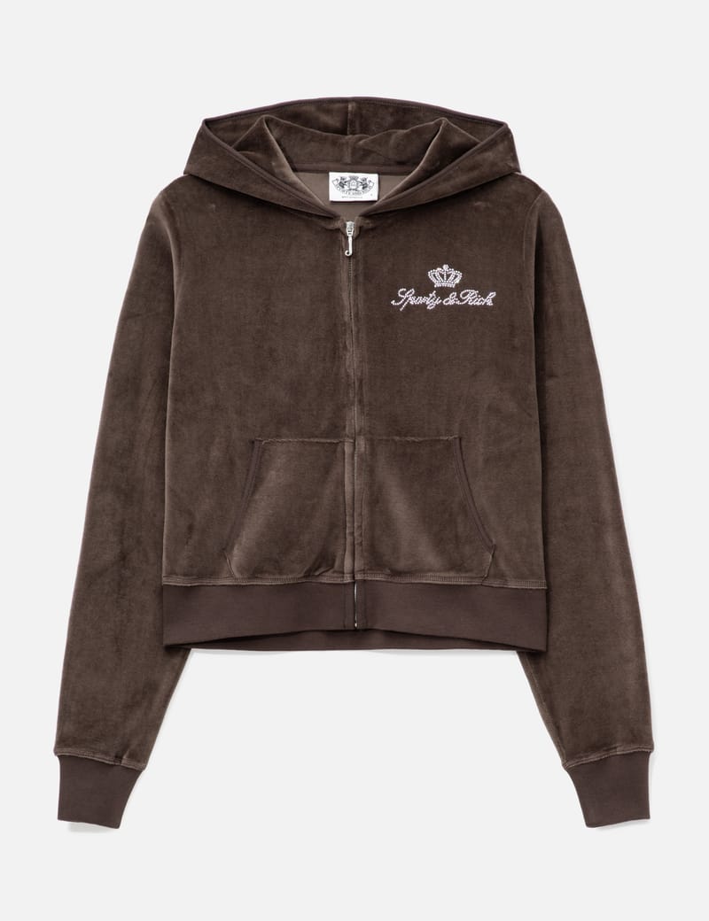 Sporty & Rich S&R Ivy Zip Hoodie - 11.5オンス綿、ガーメントダイの