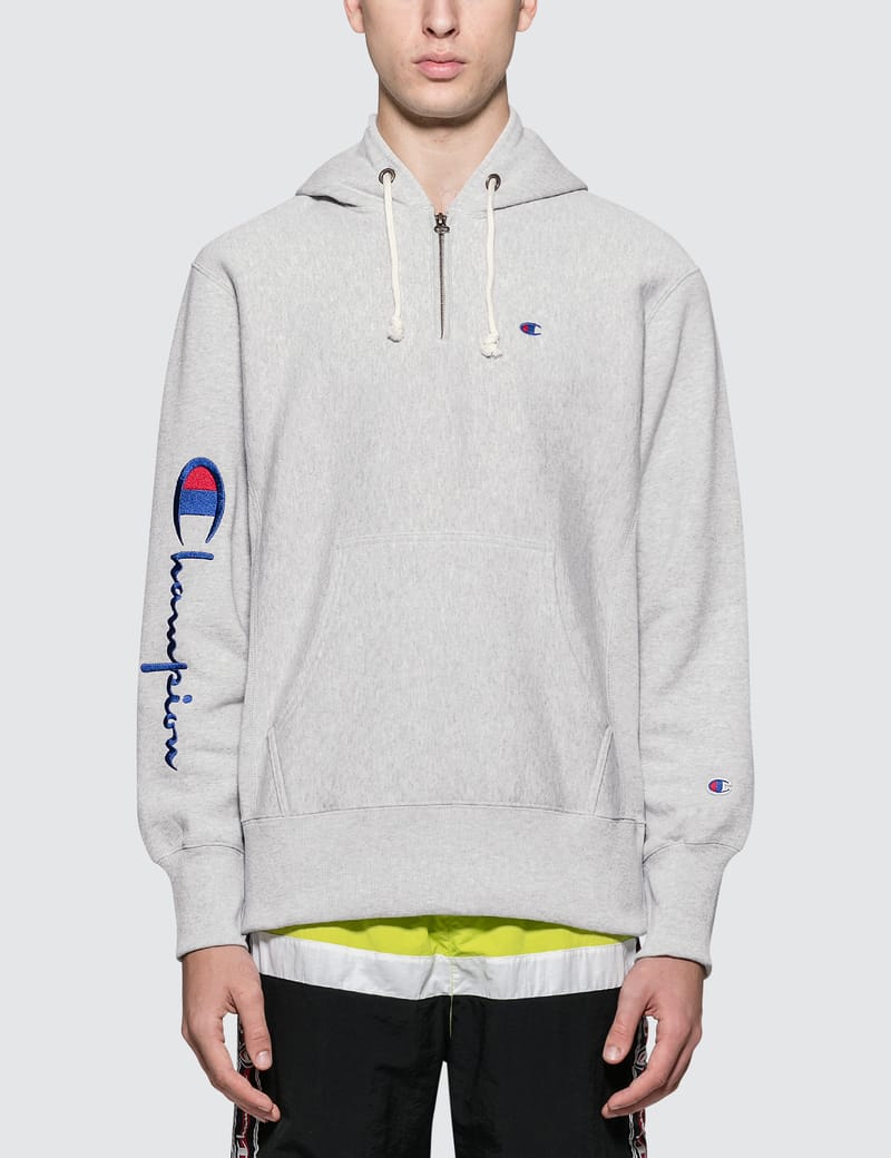 Champion Reverse Weave - Sleeve Logo Half Zip Hoodie | HBX