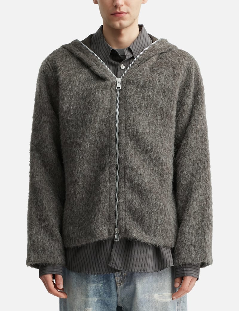 Our Legacy Full Zip Hood - Italian wool-blend relaxed zip hoodie | HBX