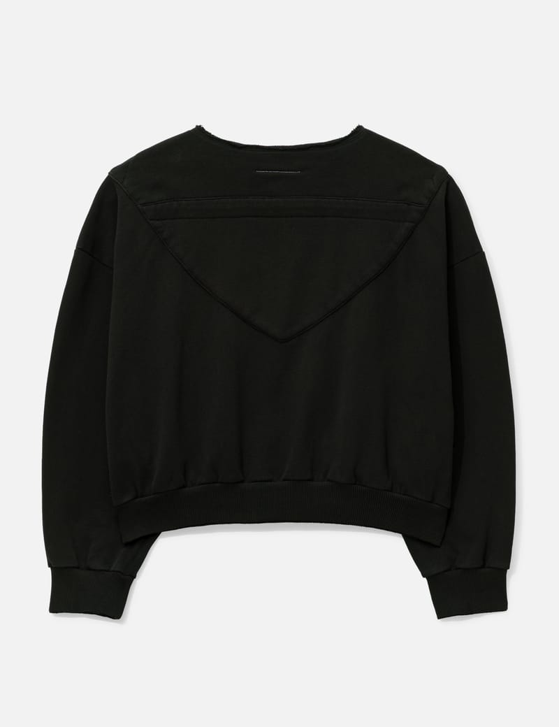 MM6 Maison Margiela Zipped Sweatshirt - Distressed black cotton