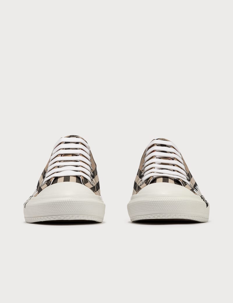 スニーカー BURBERRY COTTON SNEAKERS WITH VINTAGE CHECK MOTIF Burberry Vintage Check Cotton Sneakers Archive Beige White