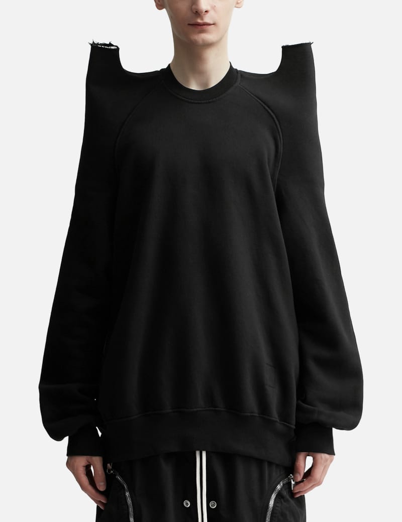 【Rick Owens】Hollywood Tecsweat スウェットシャツ Rick Owens DRKSHDWのベージュ Hollywood Tecsweat クロップド