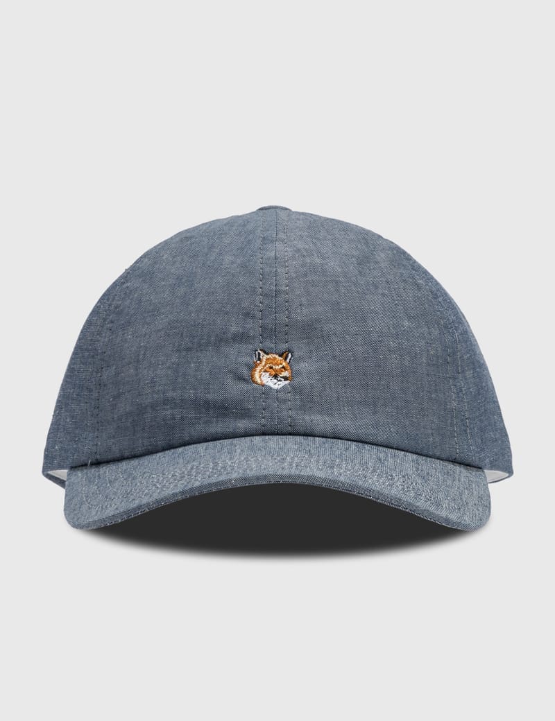 Maison Kitsuné - Small Fox Head Embroidery 6 Panel Cap | HBX