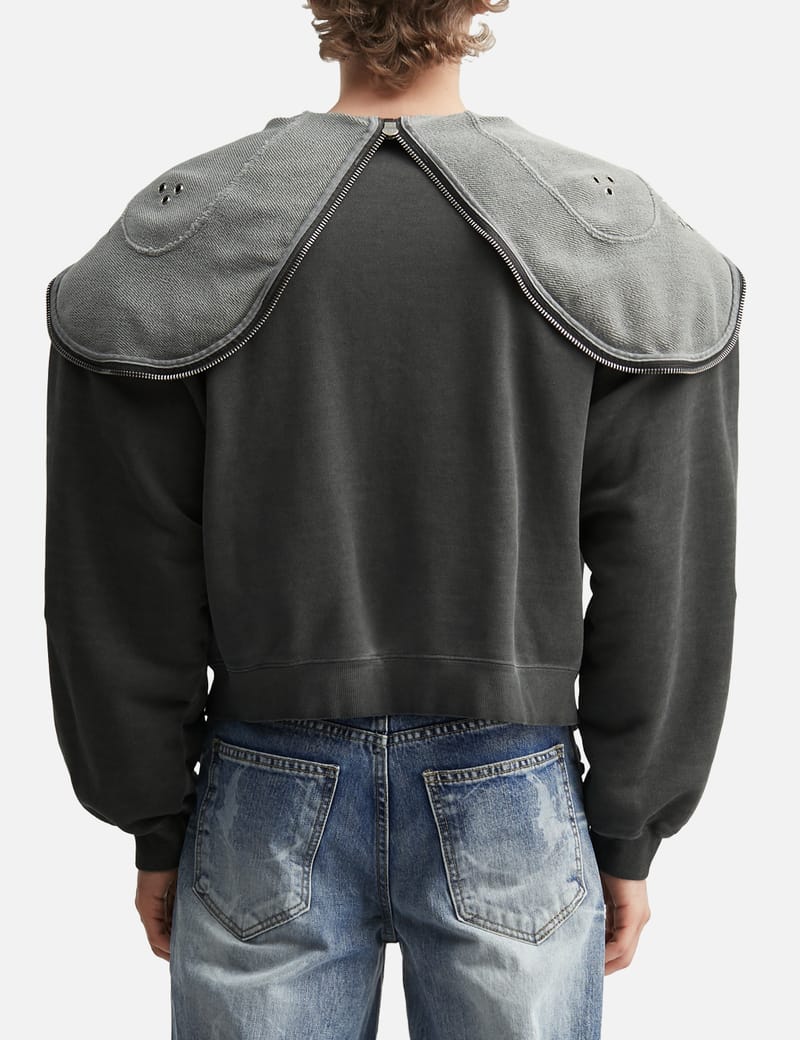 THUG CLUB Bulk Shoulder Gladiator Zip-Up Hoodie - Oversized
