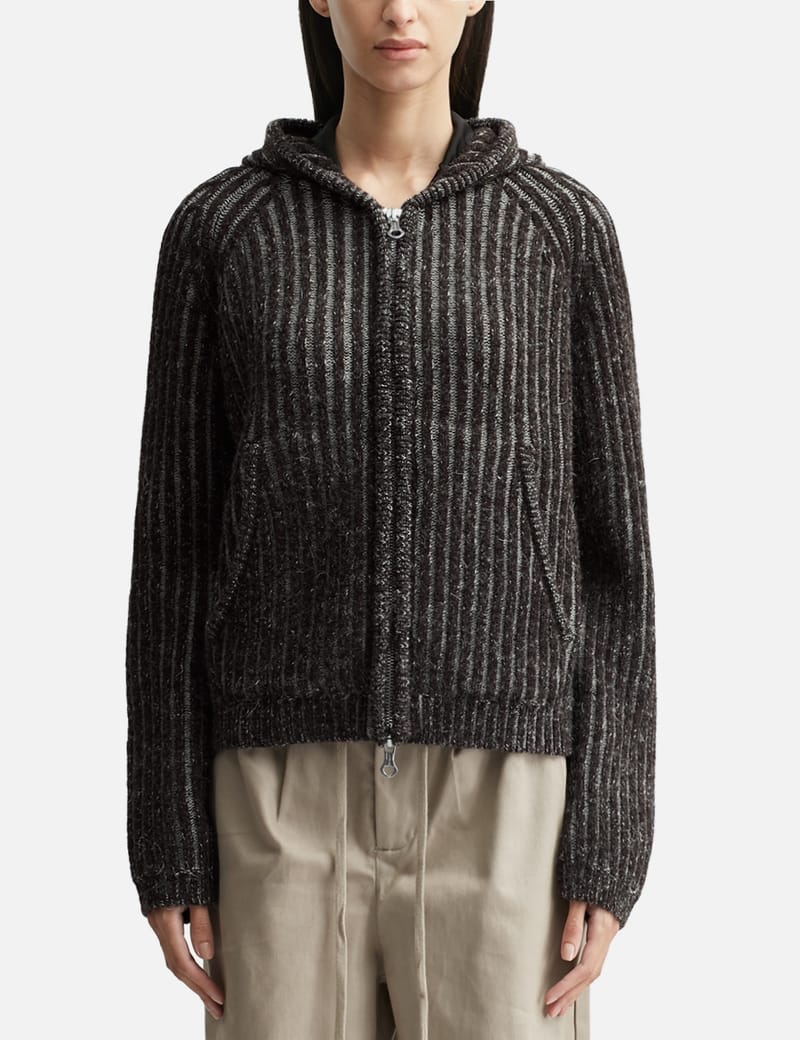 Our Legacy Level Hood - Relaxed wool hoodie with two-tone vertical
