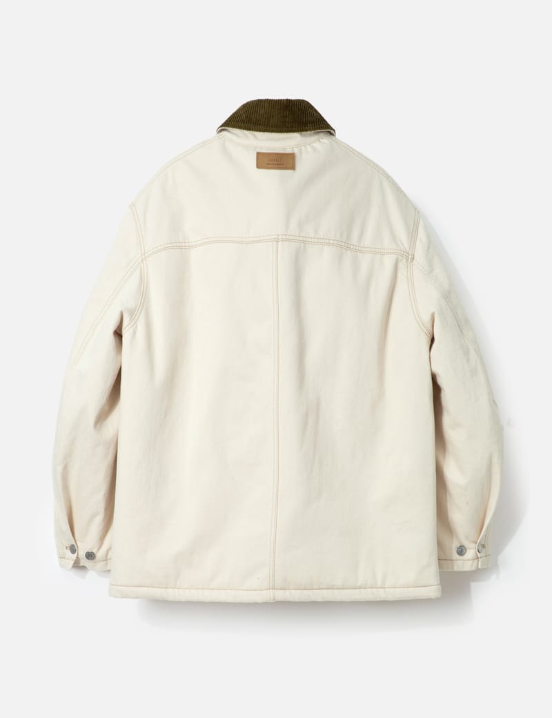 Ami Veste Worker - Ecru cotton worker jacket with corduroy collar