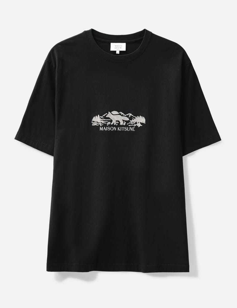 ★【MAISON KITSUNE】★Grey Fox Head Patch Classic T Blac.k★ Maison Kitsuné - GREY FOX HEAD PATCH CLASSIC T-SHIRT | HBX