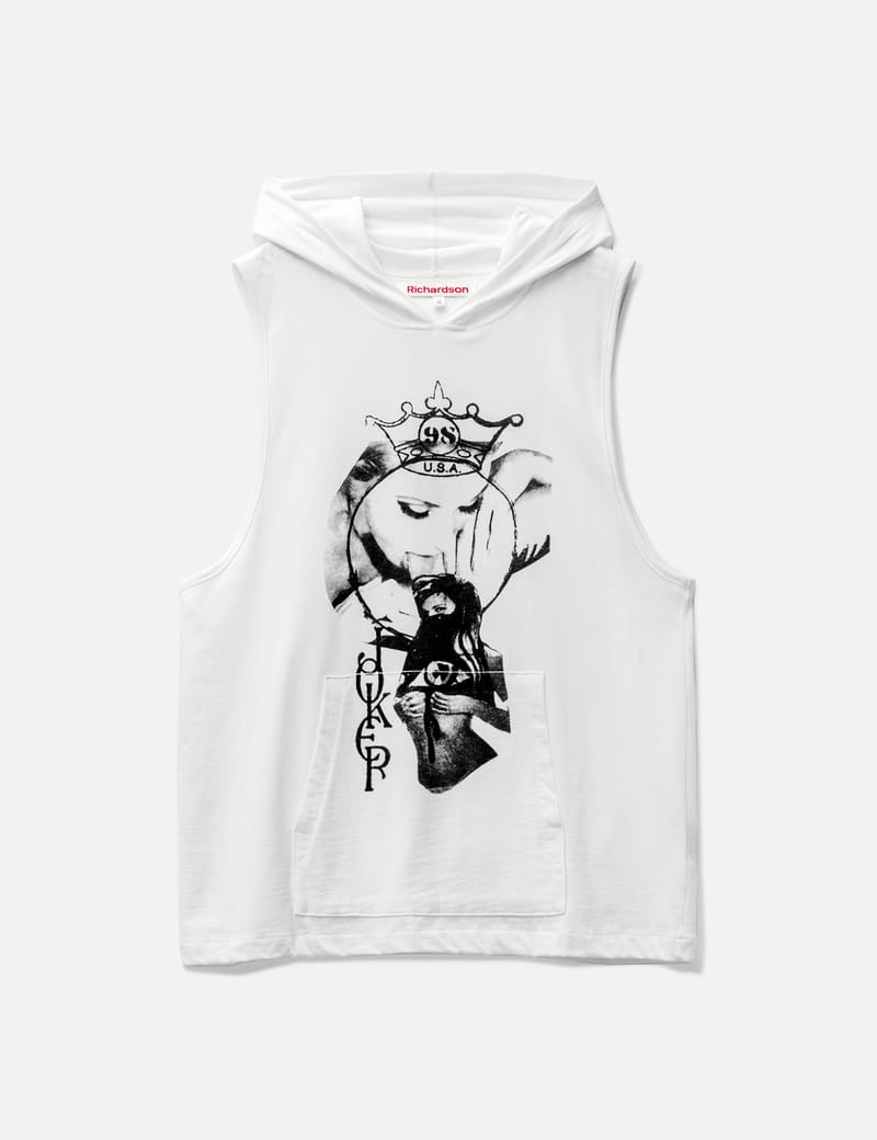 Graphic sleeveless hot sale hoodie