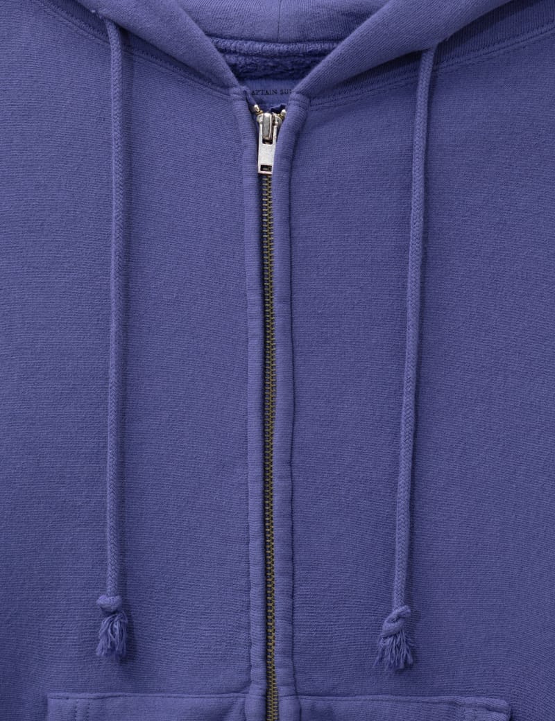 Kaptain Sunshine Front Zip Hoodie - 色褪せたブルーの万能コットン