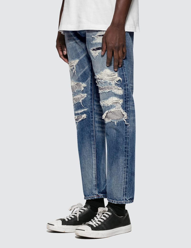 Denim By Vanquish & Fragment - Used Remake Tapered Denim Jeans | HBX
