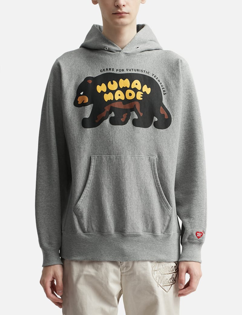 Human Made Heavyweight Bear Hoodie In Grey | ModeSens