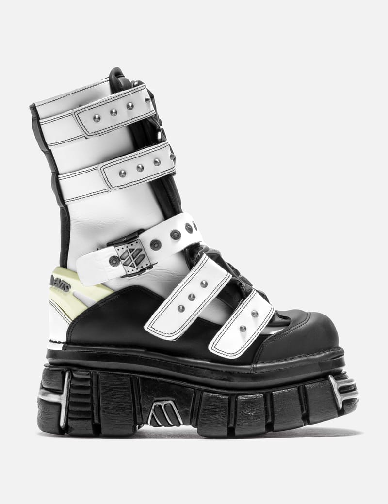 Vetements - VETEMENTS X NEW ROCK PLATFORM LEATHER ANKLE BOOTS ...