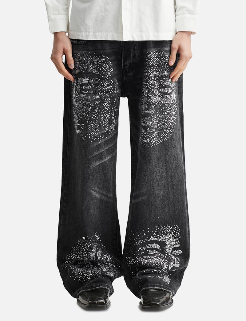 KidSuper - Rhinestone Face Jeans | HBX - Globally Curated
